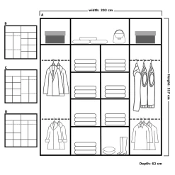 کمد لباس کشویی دو درب سفید آینه دار سایز 203*217*43 کد 9073