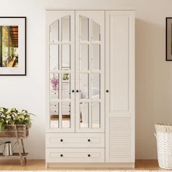 کمد لباس 3 درب و 2 کشو کرم سایز 210*105*52 کد 8933