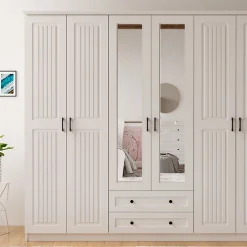 کمد لباس 6 درب و دو دراور آینه وسط سایز 210*184*52کد 8958