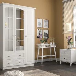 کمد لباس 3 درب و دو دراور آینه وسط سایز 105*184*52 کد 8960 4 کمد لباس 3 درب و دو دراور آینه وسط سایز 105*184*52 کد 8960