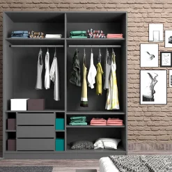 کمد لباس مشکی و قهوه ای دو درب سایز 200*180*62 کد 8837 5 کمد لباس مشکی و قهوه ای دو درب سایز 200*180*62 کد 8837