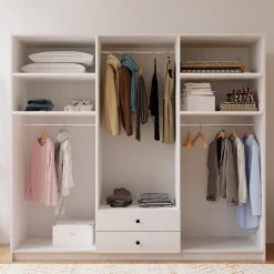 کمد لباس 6 درب بزرگ با 2 کشو سایز 180*180*45 کد 9094