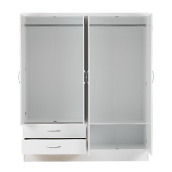 کمد لباس آینه ای سفید براق 4 درب و دو کشو سایز 182*154*52 کد 9028