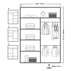 کمد لباس دو درب کشویی خاکستری سایز 217*120*62