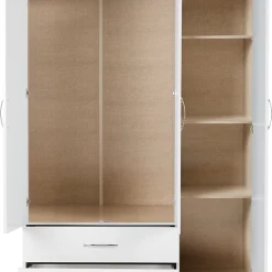 کمد لباس 3 درب و 2 کشو سفید سایز 180*116*52 کد 9100