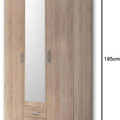 کمد لباس 3 درب و دو کشو قهوه ای سایز 196*123*53 کد 9061 4 کمد لباس 3 درب و دو کشو قهوه ای سایز 196*123*53