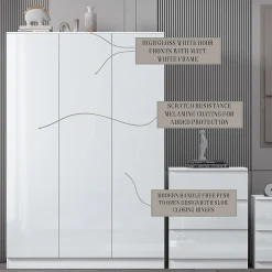 کمد لباس سفید 3 درب سایز 181*120*50 کد 8931 5 کمد لباس سفید 3 درب سایز 181*120*50 کد 8931