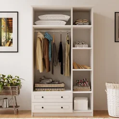 کمد لباس 3 درب و 2 کشو کرم سایز 210*105*52 کد 8933