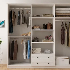 کمد لباس 6 درب و دو دراور آینه وسط سایز 210*184*52کد 8958