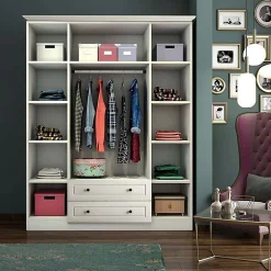 کمد لباس 4 درب و دو کشو سفید سایز 184*140*52کد 8959