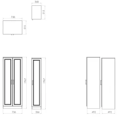 کمد لباس سه درب نسکافه ای سایز 197*111*53 کد 8982
