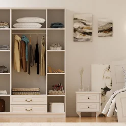 کمد لباس 4 درب و دو کشو سفید سایز 210*140*52 کد 8990 5 کمد لباس 4 درب و دو کشو سفید سایز 210*142*52 کد 8990