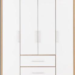 کمد لباس 4 درب و دو کشو سفید رنگ سایز179*148*62 کد 9104