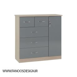 سبد خرید 6 کمد لباس 5 کشویی و 1 درب نوک مدادی سایز 117*115*46 کد 9005