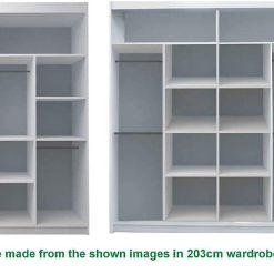 کمد لباس کشویی دو درب با رنگ سفید سایز 216*203*63