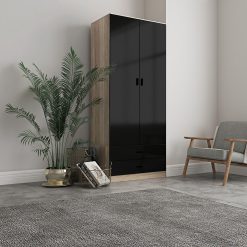 کمد لباس دو درب و دو کشو مشکی سایز 180*75*46 کد 8946