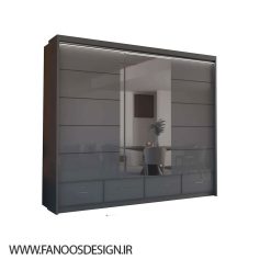 کمد لباس کشویی 4 کشو مشکی سایز 255*220*62 کد 9086