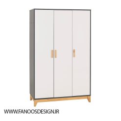 سبد خرید 10 کمد لباس 3 درب نوک مدادی سفید سایز 192*118*52 کد 8858
