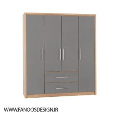 کمد لباس 4 درب 2 کشو خاکستری سایز 197*148*47 کد 8936