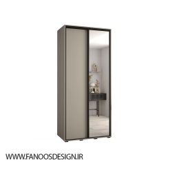کمد لباس 2 درب کشویی طوسی با آینه کد 8775