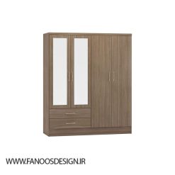 سبد خرید 25 کمد لباس 4 درب و دو کشو رنگ قهوه ای سایز 182*154*52 کد 9050