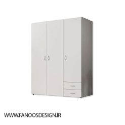 سبد خرید 20 کمد لباس با 3 درب لولایی و دو کشو سفید سایز 176*121*52 کد 9023