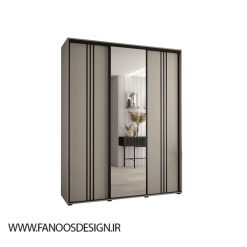 کمد لباس 2 درب کشویی طوسی با آینه وسط کد 8814