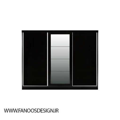 کمد لباس مشکی دو درب ریلی سایز 242*194*62 کد 8923
