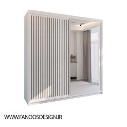 سبد خرید 12 کمد لباس کشویی دو درب سفید آینه دار سایز 203*217*43 کد 9073