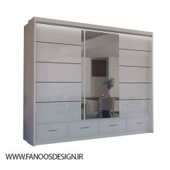 کمد لباس درب کشویی با 4 کشو سایز 255*220*62 کد 9084