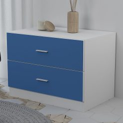 کمد لباس دو درب و دو کشو آبی رنگ MDF سایز 46*180*60 کد 9033