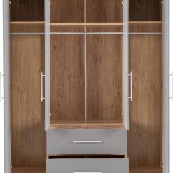 کمد لباس 4 درب 2 کشو خاکستری سایز 197*148*47 کد 8936