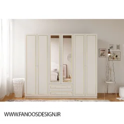 کمد لباس 6 درب و 2 دراور سایز 210*210*52کد 1184