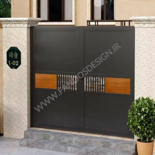 درب حیاطی چوبی و فلزی مدرن کد 40045