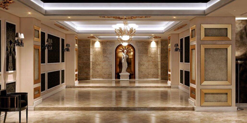 مقایسه درب لابی فلزی با چوبی؛ کدام گزینه مناسبتر است؟ 1 دکوراسیون داخلی لابی کلاسیک