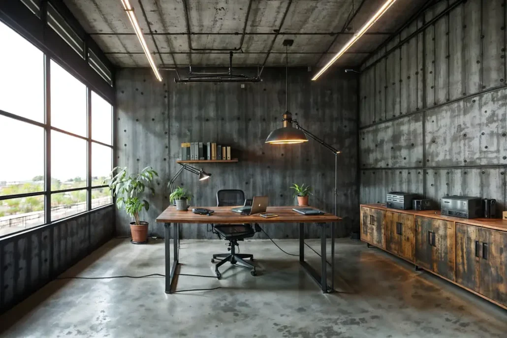 طراحی و اجرای دکوراسیون اتاق مدیریت 61 Flowers and plants in the industrial decoration of the management room