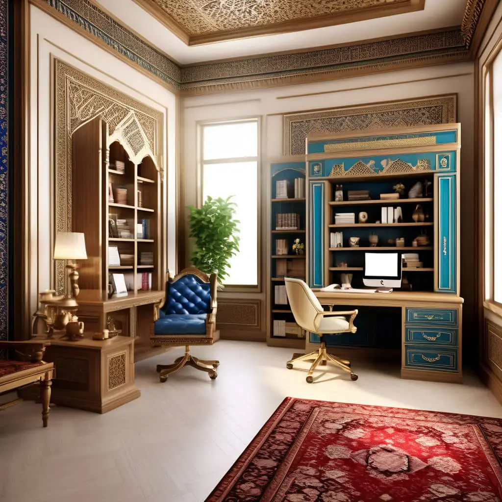 طراحی و اجرای دکوراسیون اتاق مدیریت 66 Lighting in the traditional Iranian decoration of the management room