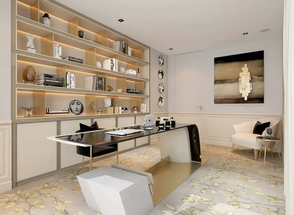 طراحی و اجرای دکوراسیون اتاق مدیریت 69 Office art deco style decoration
