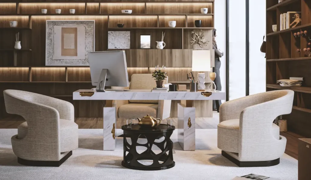 طراحی و اجرای دکوراسیون اتاق مدیریت 44 Office neoclassic style decoration