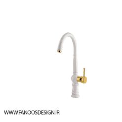 شیر ظرفشویی باستان مدل آندیا 6 شیر ظرفشویی سفید طلایی | فانوس دیزاین تولید کننده انواع درب اتاق ، ضد سرقت، درب ورودی و ضد آل