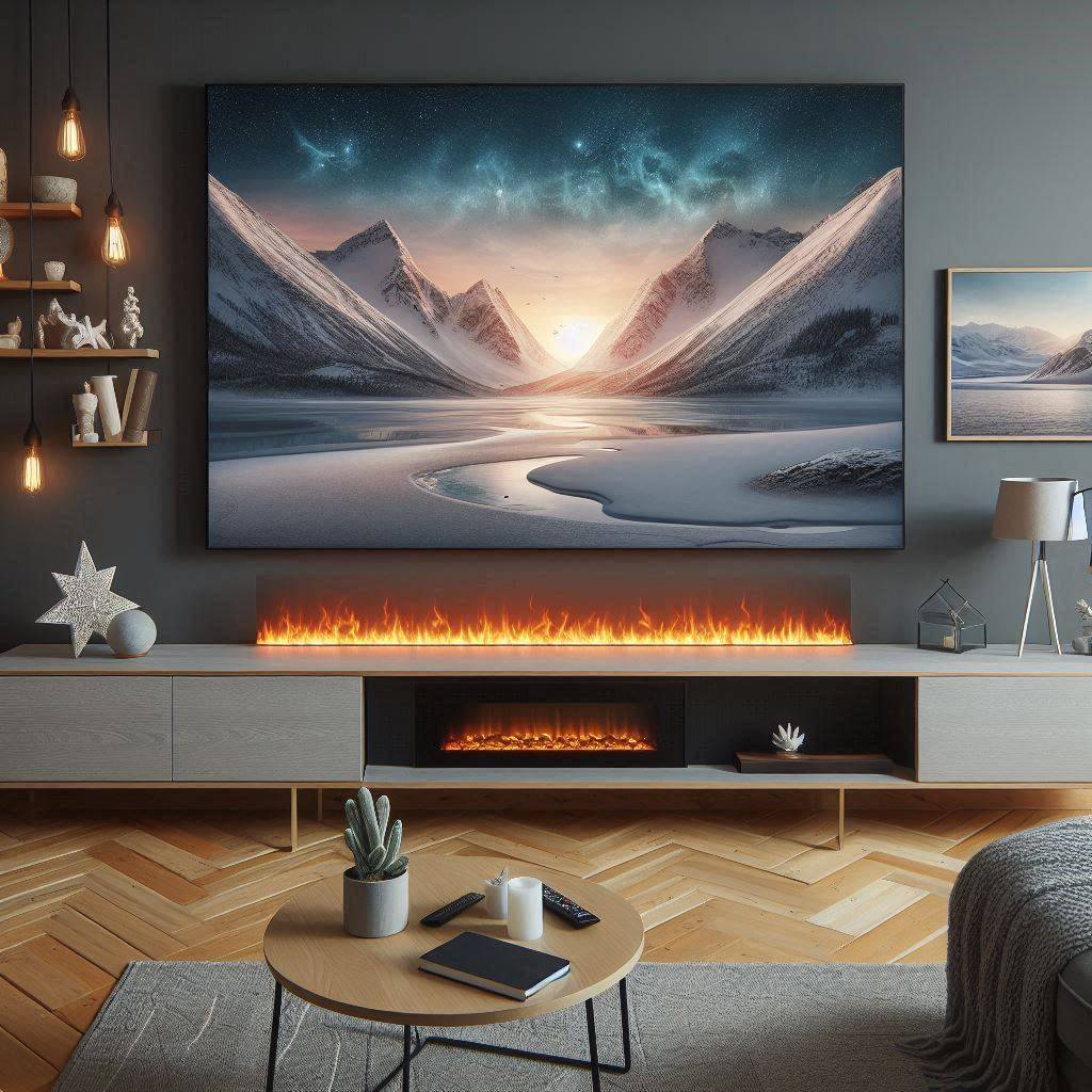 دکوری شگفت‌انگیز برای تی وی وال شما به همراه گرمای شومینه برقی