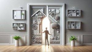 طراحی داخلی با درب داخلی روکش چوب برای فضای زندگی مدرن