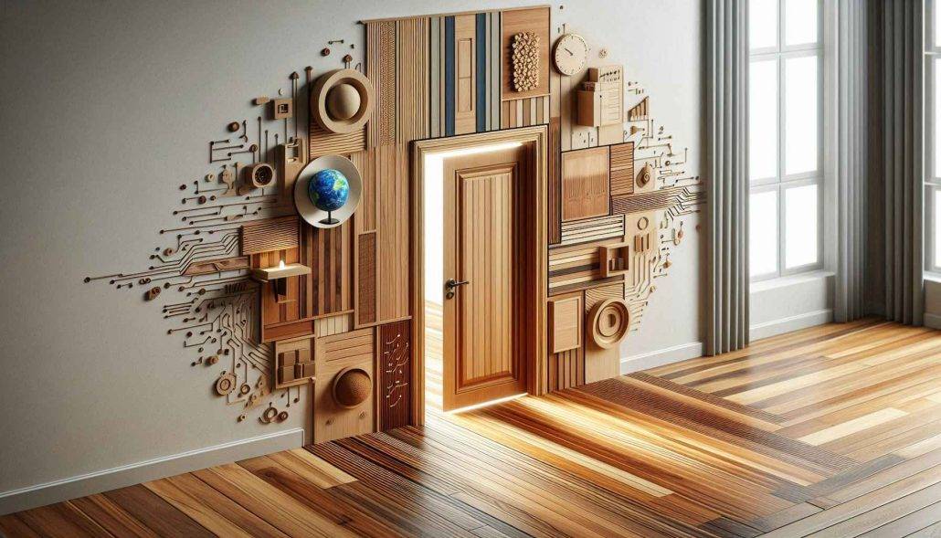 طراحی داخلی با دربهای داخلی روکش چوب برای فضای زندگی مدرن 1 طراحی داخلی با دربهای داخلی روکش چوب برای فضای زندگی مدرن