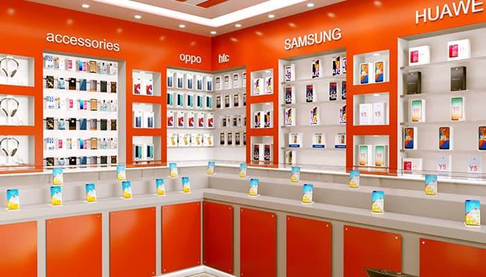 طراحی و اجرای دکوراسیون موبایل فروشی 26 Art deco style mobile shop decoration