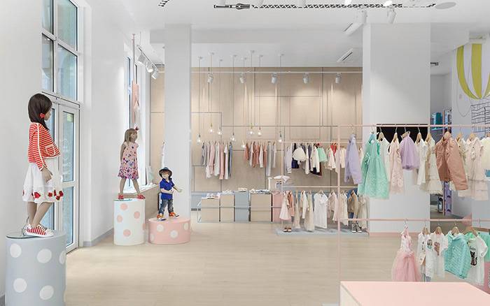 طراحی و اجرای دکوراسیون فروشگاه لباس بچه گانه 5 Design and implementation of children's clothing store decoration