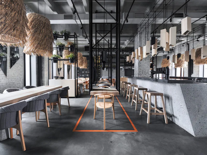 طراحی و اجرای دکوراسیون فست فود 29 Fast food rustic decor