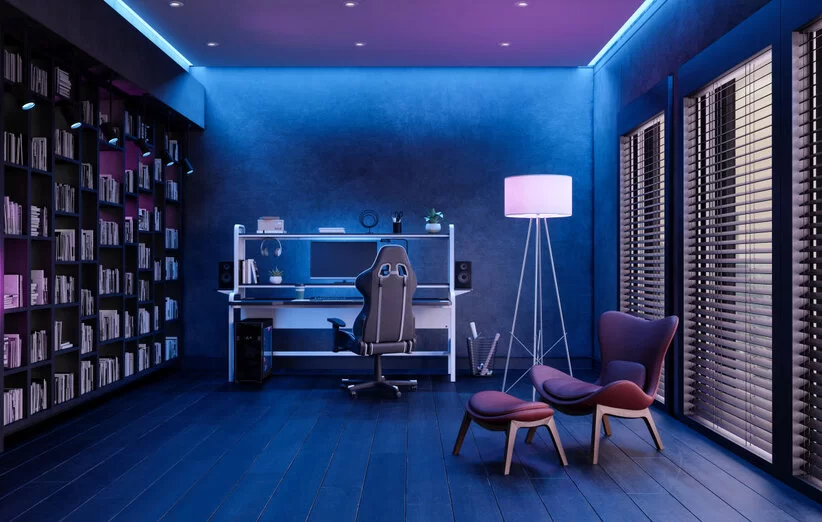 طراحی و اجرای دکوراسیون اتاق گیمینگ 15 Gaming room neoclassic style decor