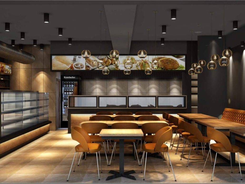 طراحی و اجرای دکوراسیون فست فود 25 Neoclassic fast food decor