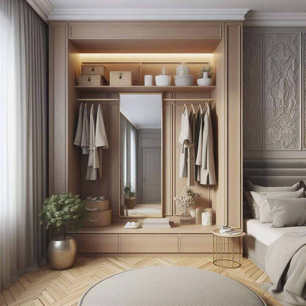 ترکیب کمد دیواری با آینه قدی برای ایجاد فضایی کاربردی و زیبا 1 ترکیب کمد دیواری با آینه قدی برای ایجاد فضایی کاربردی و زیبا