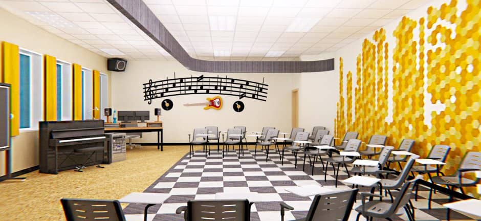 طراحی و اجرای دکوراسیون آموزشگاه موسیقی 25 Art deco music school decor